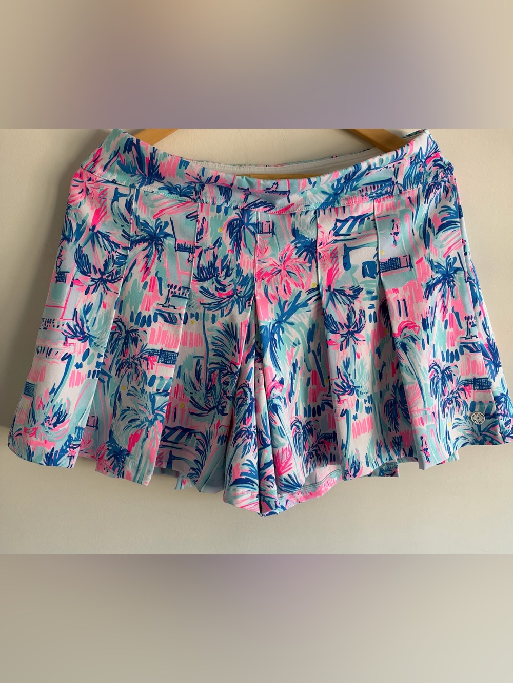 Lilly Pulitzer Luxletic Tropical Print Pleated Skort Size 8 Palm Tree